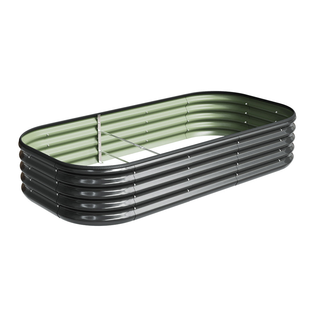 Galvanized Planter Garden Boxes Outdoor, Oval Large Metal Galvanized Raised Garden Bed for Vegetables, 2 Sizes 2 Colours Available