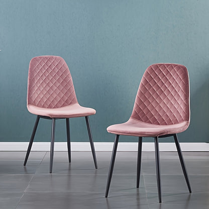Velvet Dining Chairs Set of 2 or 4 – Upholstered Fabric Seat with Metal Legs, 40x44.5x84cm, 120kg Capacity, Modern Dining Room & Living Room Side Chairs, 16 Colours