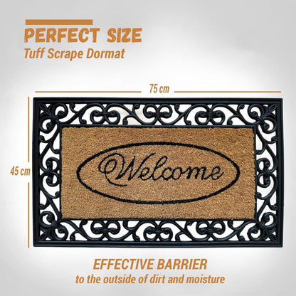 Welcome Coir Door Mat Heavy Duty Non Slip Indoor Outdoor Mat Machine Washable Doormat & Shoe Scraper Removes Grass Mud & Dirt Perfect for Front Door Patio & Entrance