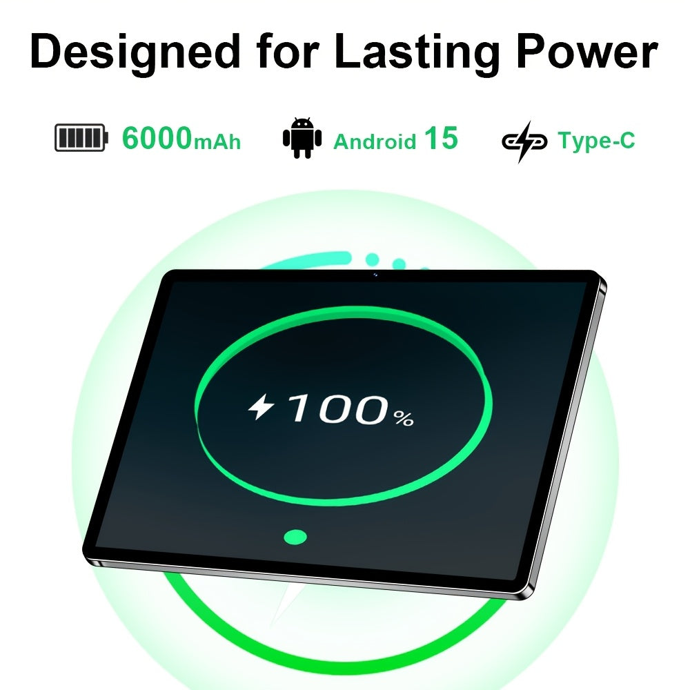 UXD A5 Android 15 Tablet, Equipped with Related Accessories, 16GB RAM (8GB+8GB Expandable), 512GB ROM Expandable up to 1TB, Supports WiFi/LTE, 6000mAh Battery, 10.1-inch HD Display with Keyboard, Mouse, Stylus, and Protective Case