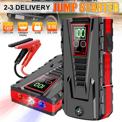 Car Jump Starter Battery Pack 12V Portable Jump Box for 5L Petrol & 3L Diesel – USB Charging, LCD Display & LED Light – Gift for Husband, Wife & Friends