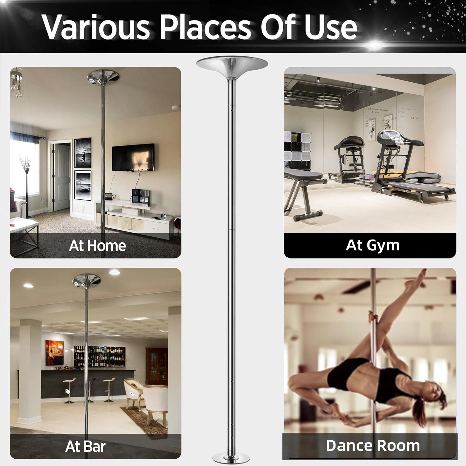 Dance Pole with Adjustable Height, Non-Slip, Easy Assembly - product gallery image 8