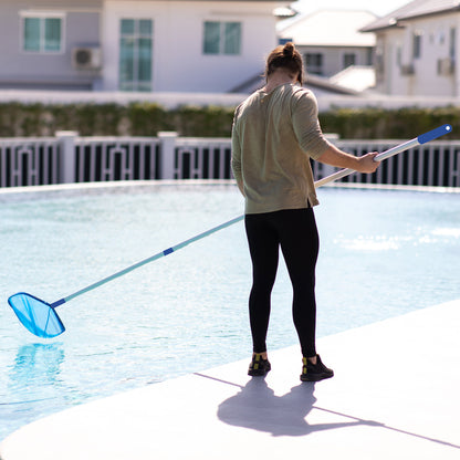 CRYSTALS Metal Pool Skimmer Net with Extendable Telescopic Pole for Swimming Pool Cleaning, Fine Mesh Pond Skimmer for Fountain, Tubs, Spa, Fish Tank