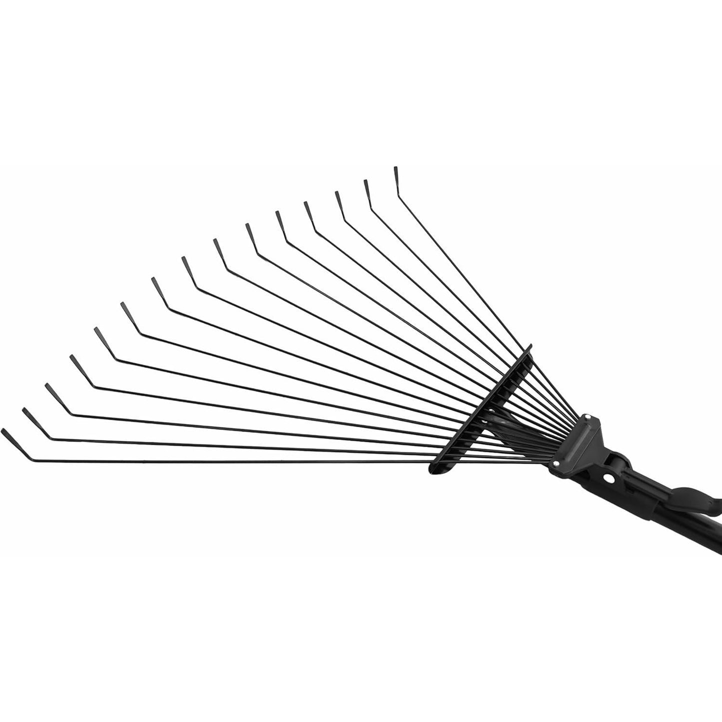 Leaf Rake, 15 Metal Tines, Adjustable Garden Rake with 20-60 cm Wide Head and 81-170 cm Handle, Tool for Removing Leaves in Gardening, Patio, Lawn