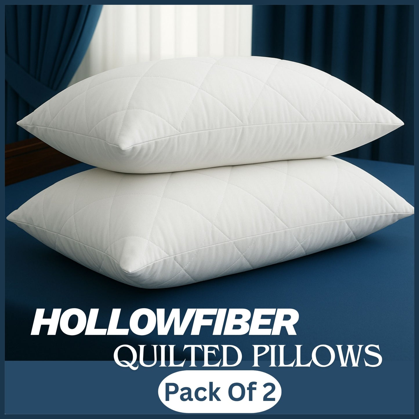 Quilted Pillows Pack of 2 Hotel Quality Bounce Back Deep Filled Soft and Breathable Pillows 29 x 19''