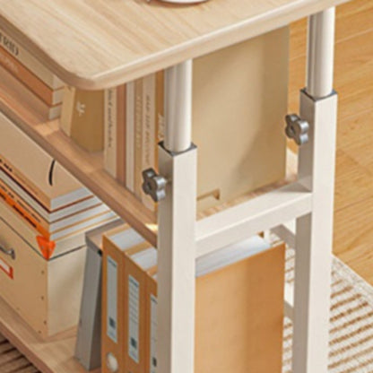 Multi-Purpose Sofa Side Table, 3-Tier Desk, Study And Reading Table, Laptop Desk, Movable Workbench with Storage Shelf, Height-Adjustable, Movable Dining Table, Bedside Table, Study Table, Home Bedroom Office Desk, 14.6*23.6*23.6-35.4 Inches