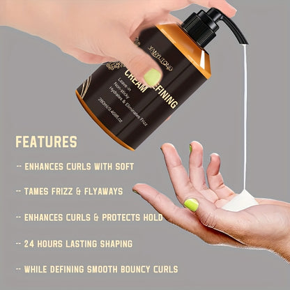 280Ml Curl Cream Containing Moroccan Argan Oil, Castor Oil, Rosemary Essential Oil Defining Curl Cream Increasing Hair Shine And Volume Suitable for Wavy And Curly Hair Moisturizing Hair Deep Care Styling Cream
