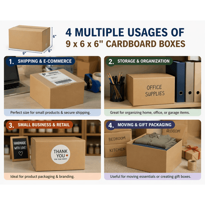 9x6x6 Inch Single Wall Cardboard Boxes – Small Packing Boxes for Shipping, Storage, Moving, Mailing & E-commerce Packaging | 25 Pack