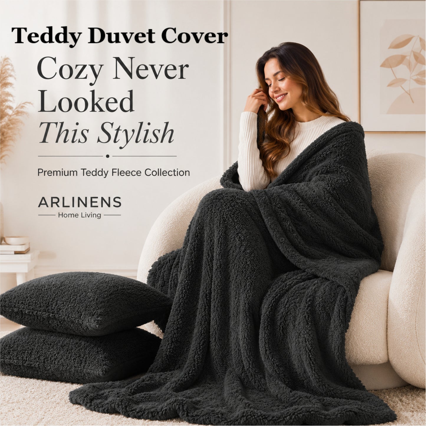 Duvet Cover Teddy Bear Fleece with Pillowcases in Single Double King Super King