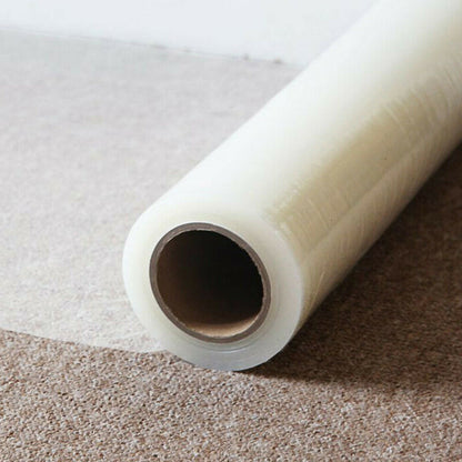 2 Roll Self Adhesive Clear Carpet Protector Film Temporary Protecting Floor Dust Sheet Cover, Stairs Home Office Hotel Floor Carpet Protector Roll, Home Renovation Furniture Covering Film, Extra Thick 90 Micron, 60cm*10m