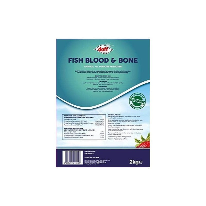 Doff Fish Blood And Bone Fertilizer 2kg Natural Plant Food High Nutrient Formula For Healthy Growth