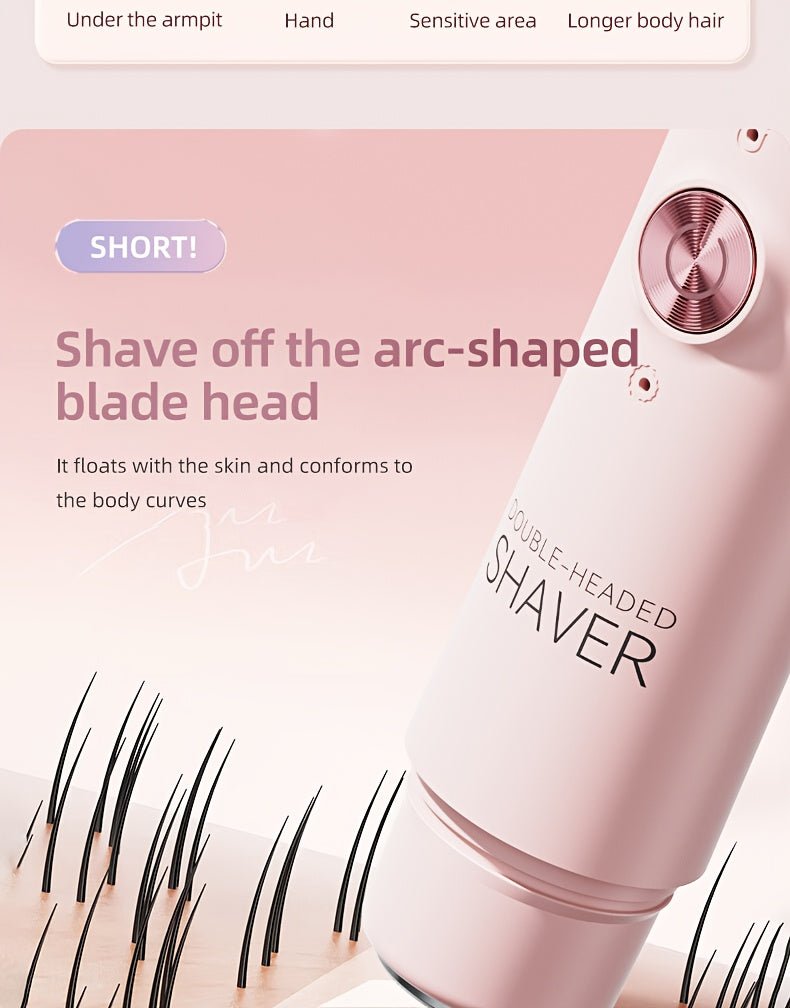 Women'S Double-Headed Shaver; Full Body Hair Removal Machine Home Use Travel Razor 2-In-1 Electric Shaver Suitable for Bikini, Eyebrows, And Armpits; Dry And Wet Trimmer Rechargeable, Cordless - Painless Hair Removal; Gentle And Light Beige-Friendly