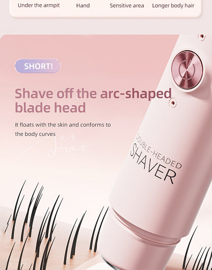 Women'S Double-Headed Shaver; Full Body Hair Removal Machine Home Use Travel Razor 2-In-1 Electric Shaver Suitable for Bikini, Eyebrows, And Armpits; Dry And Wet Trimmer Rechargeable, Cordless - Painless Hair Removal; Gentle And Light Beige-Friendly