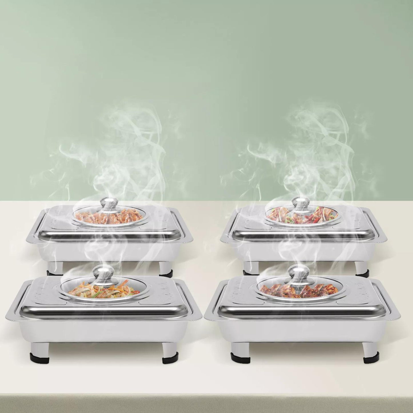 4pcs Buffet Dish Tray Food Plate Server Food Warmer Chafing Dish Serving Tray UK