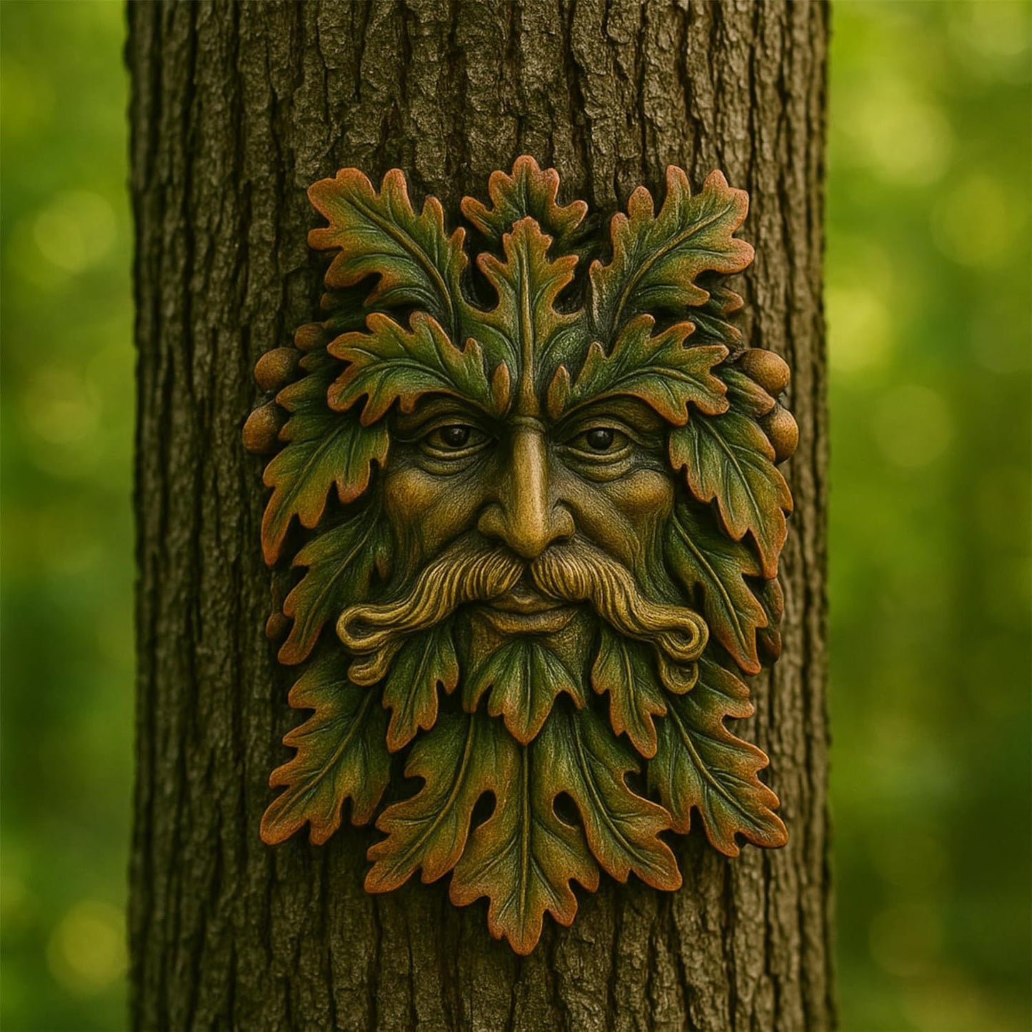 Green Man Wall Plaque 22.5cm – Wildwood Sage Tree Spirit Resin Sculpture for Garden Fence & Home Décor | Celtic Outdoor & Indoor Wall Ornament Gift