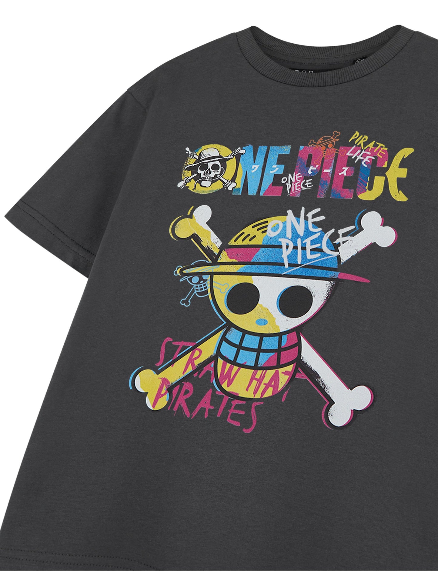 One Piece Pirate Life Boys Grey Short-Sleeved T-Shirt | Pirate Graphic Tee for Kids | Pirate Ship Adventure Theme Top Gift | Childrens Nautical Apparel | Boys Pirate Life Merchandise