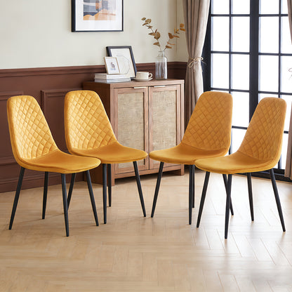 A Set of 2 Or 4 Velvet Dining Chairs with Metal Legs, Fabric Upholstered Seats, Modern Style Dining Chairs, Living Room Side Chairs