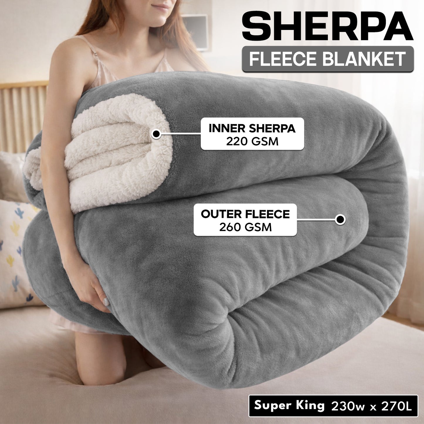 1pc Luxurious Double-Sided Sherpa Throw Blanket – Soft, Warm & Cozy Contemporary Blanket, Machine Washable, Perfect for Couch, Bed, Office & Travel, Ideal Gift