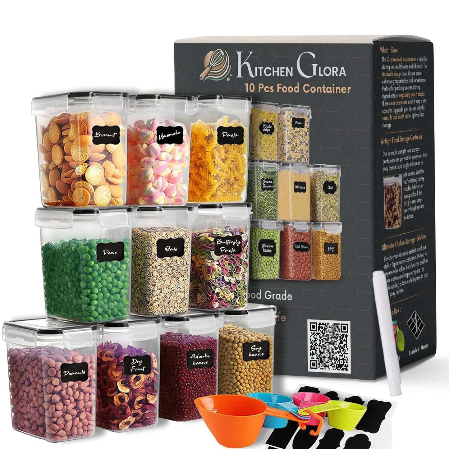 AEX Airtight Food Storage Containers – BPA-Free Plastic Food Storage Containers with 4-Way Lock Lids, Leakproof Dry Food Storage for Cereal, Flour, Sugar & Pasta Stackable Pantry Containers Set Options
