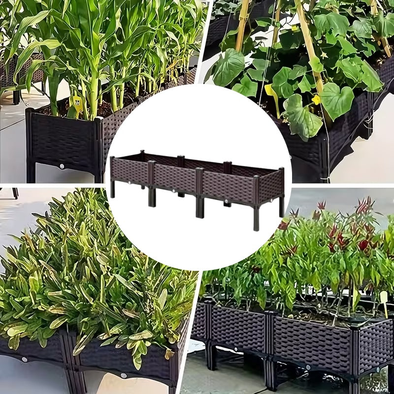 Self-Watering Elevated Raised Garden Bed with Legs - Heavy-Duty PP Plastic Planter Box, Modern Raised Bed for Vegetables, Herbs & Flowers, Lightweight Assembly Outdoor Planter Suitable for Balcony,, Deck