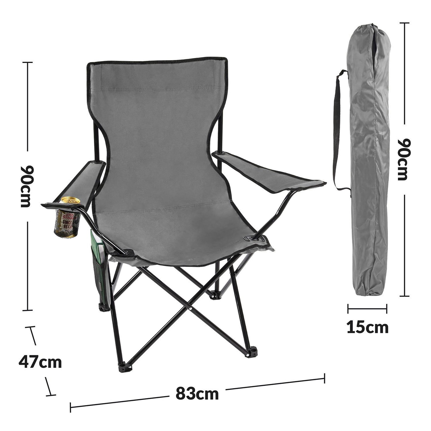 Taylor & Brown Set of 2 Lightweight Folding Camp Chair - Portable Chairs with Cup Holder, Side Pocket and Bag Perfect for Camping, Festivals, Garden, Fishing, Beach and BBQs, Camping Chair