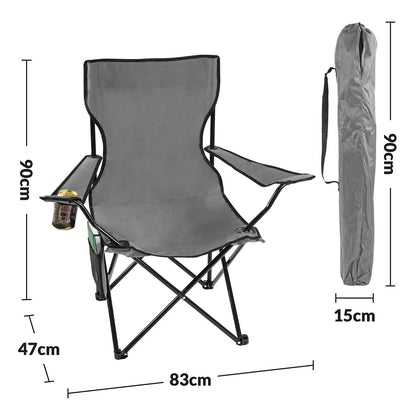 Taylor & Brown Set of 2 Lightweight Folding Camp Chair - Portable Chairs with Cup Holder, Side Pocket and Bag Perfect for Camping, Festivals, Garden, Fishing, Beach and BBQs, Camping Chair