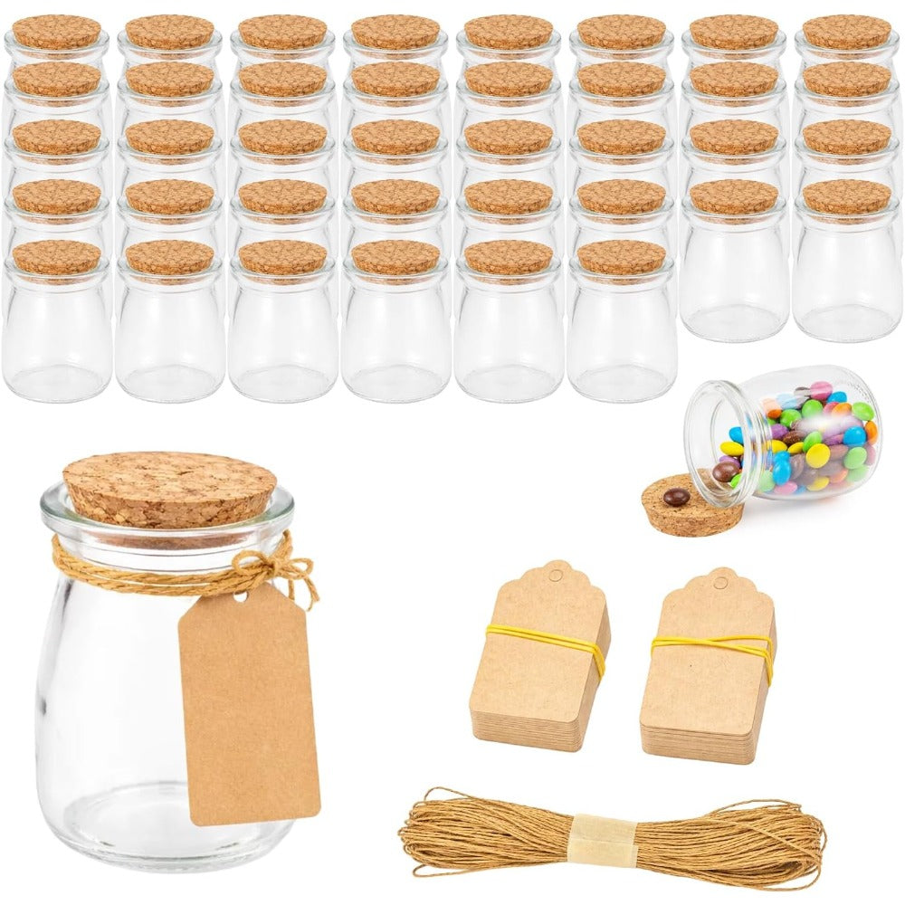 40pcs small glass jars, 200ml/7oz clear medicine bottles, suitable for weddings, party favors, spice storage, bath salts, etc. - Mini containers
