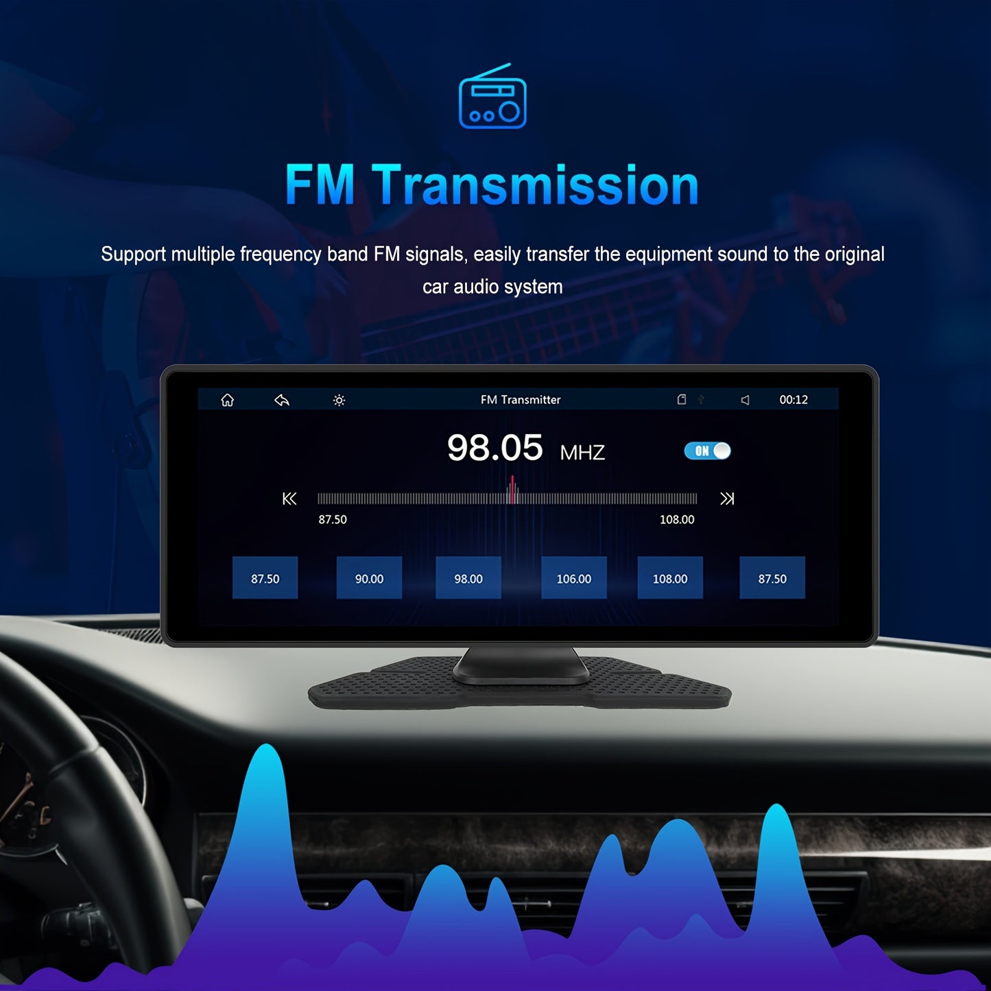 PODOFO 10.26" Wireless Car Player Screen for Car Radio with Wireless Android Auto/ Handsfree/Hd Touchscreen/Airplayer/Android Mirror Link/Gps/Siri/Hd Backup Camera/Fm/Aux/Tf Card Port, Without Battery