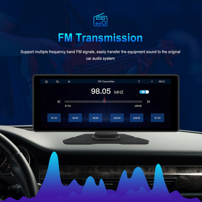 PODOFO 10.26" Wireless Car Player Screen for Car Radio with Wireless Android Auto/ Handsfree/Hd Touchscreen/Airplayer/Android Mirror Link/Gps/Siri/Hd Backup Camera/Fm/Aux/Tf Card Port, Without Battery