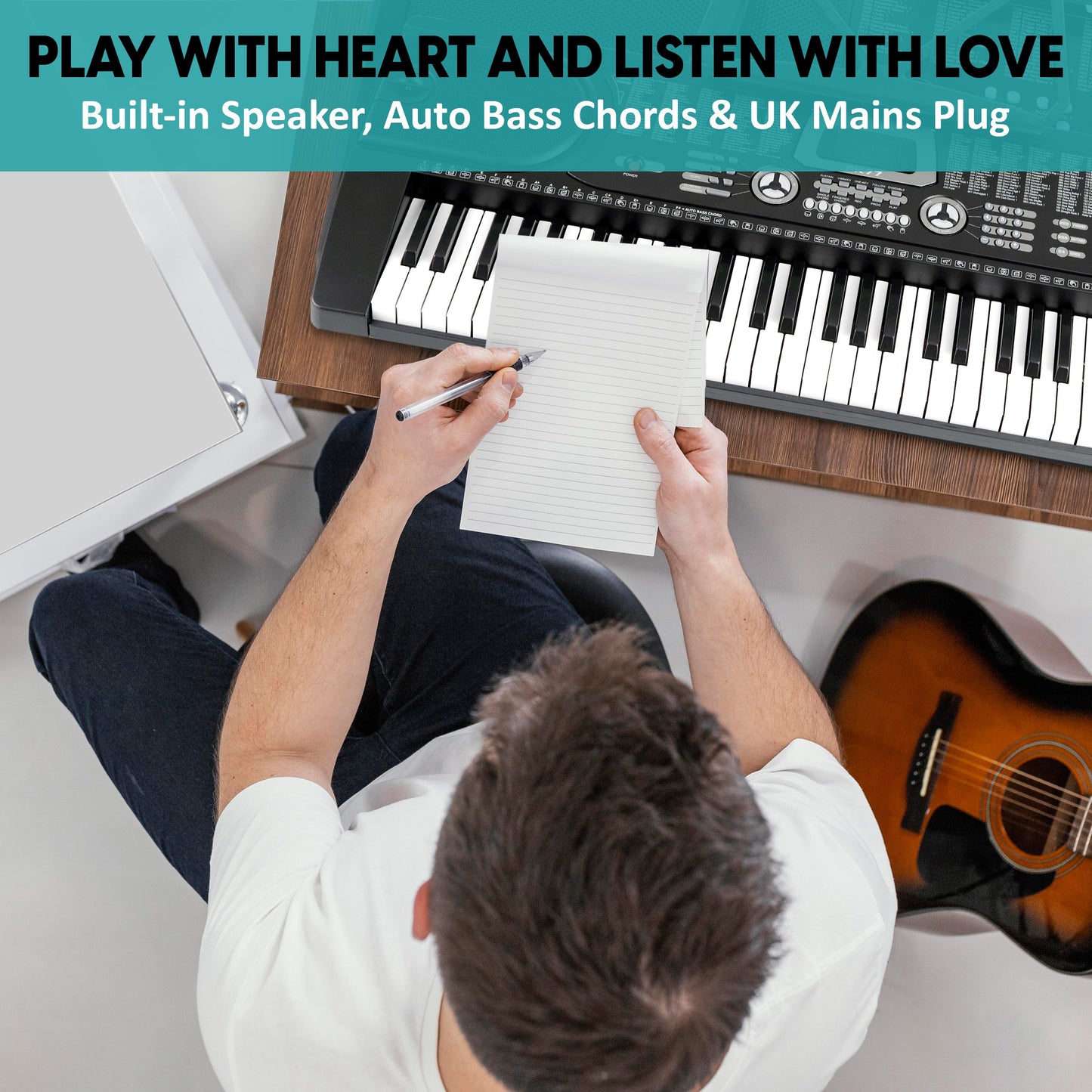 61 Keys Keyboard Piano, Digital Electric Piano for Adults, 24 Demonstration Songs, Teaching Music Instruments with Microphone