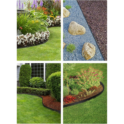 Garden Edging Borders 10m Landscape Edging Extra Tall 6cm High with 40pcs Stakes No Dig Garden Border Lawn Edging Mini Plastic Fence for Flowerbeds Grass (Black and Green)