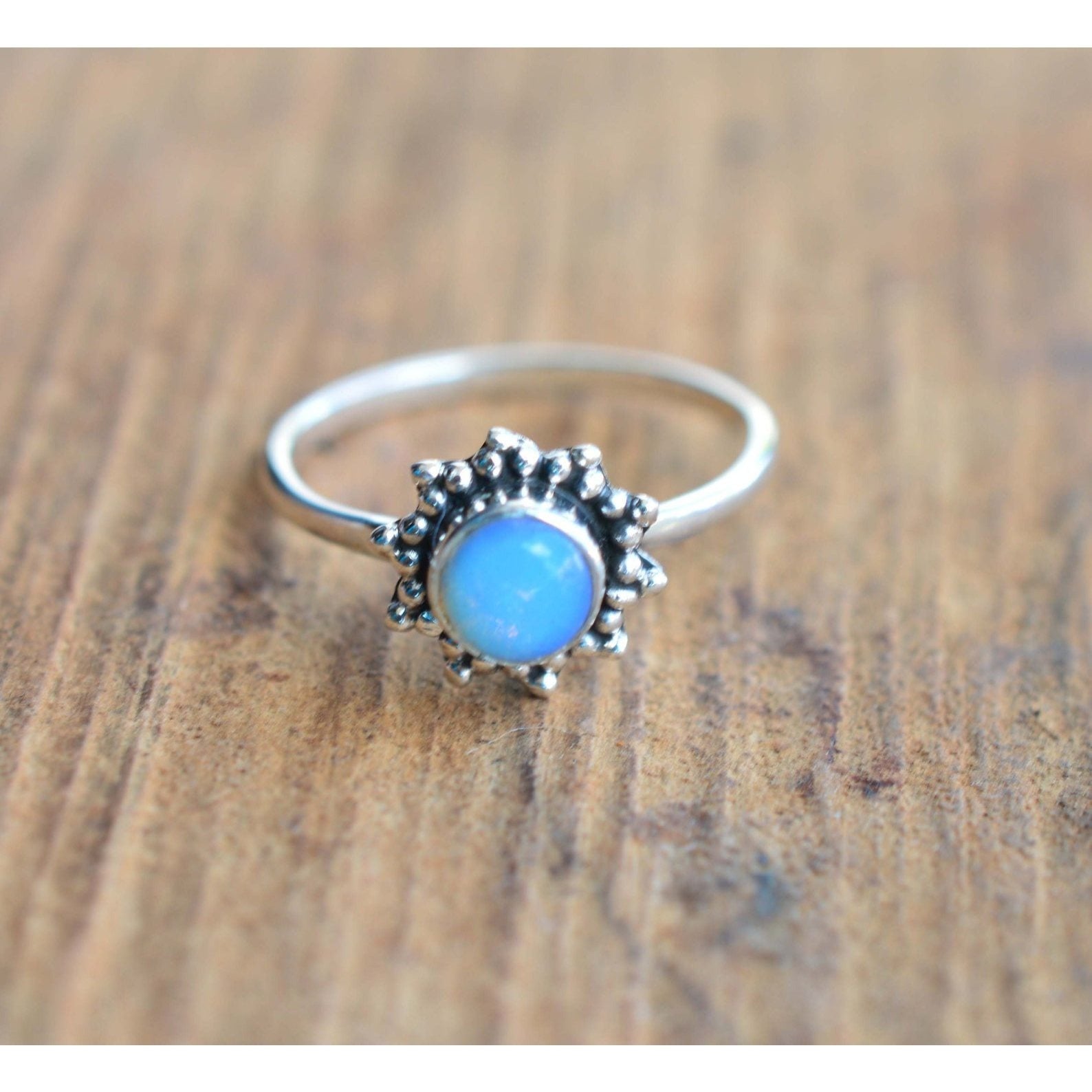 Ring Sterling Silver Gemstone Flower for layering and statement styling