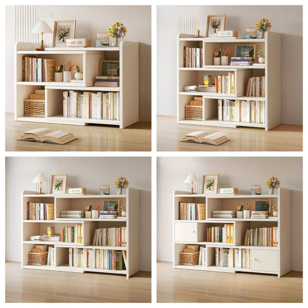 Expandable Desktop Bookcase, Freestanding Multi-layer Bookshelves, Adjustable Width Bookshelf Book Shelf Storage Unit, Multifunctional Storage Rack Book Shelf for Home Office Storage Organization
