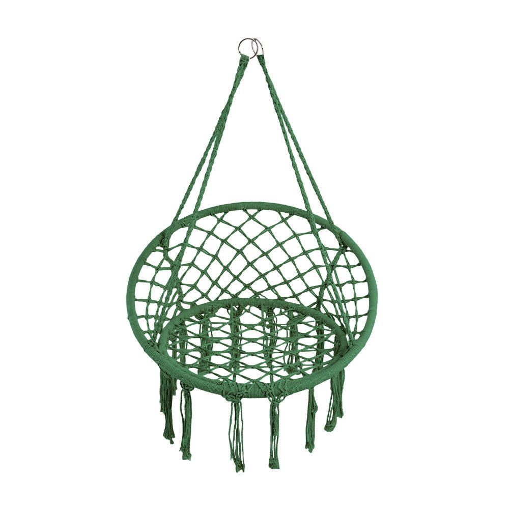 Balcony Rocking Chair, Courtyard Woven Hanging Basket, Hanging Cotton Rope Iron Ring Hanging Chair, Suitable for Indoor, Outdoor, Home, Balcony, Courtyard, Garden, Maximum Load Capacity: 200kg, Material: Iron Ring, Cotton Rope (No Include Cushion)