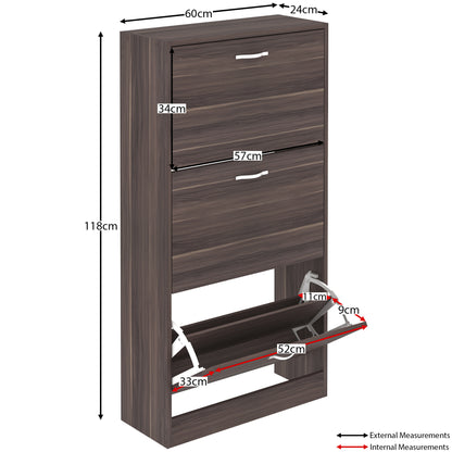 Vida Designs 3 Drawer Shoe Cabinet Shoe Rack Hallway Shoe Storage Cupboard