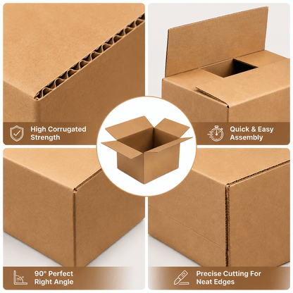 [25 Pcs] 12x9x6 inches/30.5x22.9x15. 2cm- Brown Shipping Wall Parcel Carton Boxes for Packing/Shipping/Storage Boxes, Packaging Solutions, Moving Boxes, Lightweight Shipping Container, Compact Storage Box, Reinforced Packaging, Moving Supplies, Shipping