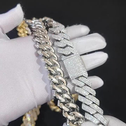 1pc Men'S Iced Out Men'S Chain, 20MM Miami Cuban Links 20Mm Flip Clasp Triple Row Synthetic Synthetic Zircon Rhombus Cuban Chain Chunky Hip Hop Necklace Miami Cuban Chain Men'S Necklace