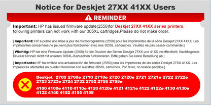 305XL Ink Cartridges Black Color Compatible for Ink 305XL Fit with HP Deskjet 2800e 2810e 2820e 2821e 2822e 2823e 2800 2810 2820 2821 2822 2823 4220e 4222e 4230e Printer
