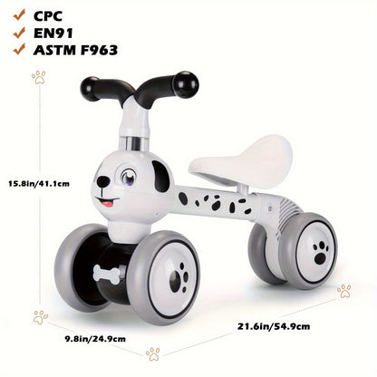 Dog Balance Bike for Boys & Girls, Toddler Ride-On Toy, No Pedal 4 Wheels Training Bike, Birthday Gift, Indoor Outdoor Walker Bike