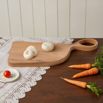 Set of 2 Acacia Wood Slicing Boards - Safety Cheese Charcuterie Board, Durable Kitchen Cutting Boards Fruit Board Serving Board for Food Preparation, Curved Edges & Hanging Holes, Food Safe Wood Material, Perfect for Couples And Home Chefs