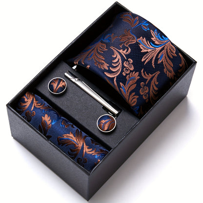 Men Men Black Paisley Tie Wedding Gift Box Tie Pocket Squares Set Necktie Box Suit Additions Fit Wedding