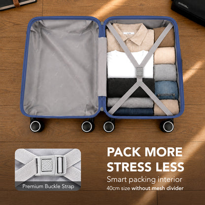 LUGG - Vacay 40cm Suitcase - 40x30x20cm without wheels - Ryanair Compatible - Underseat Size - Hard Shell ABS with Smooth 360° Wheels & Removable Wheels