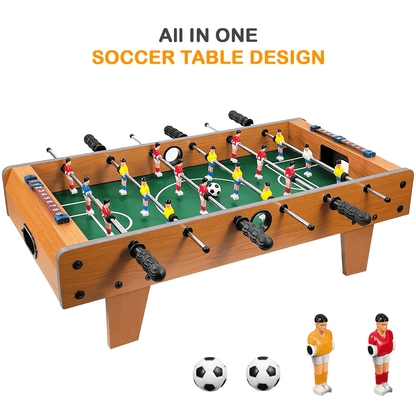 Wooden Table Football Game – Tabletop Foosball Soccer Game – Compact Table Top Football with Accessories, Fun Family Party Game & Xmas Gift Idea