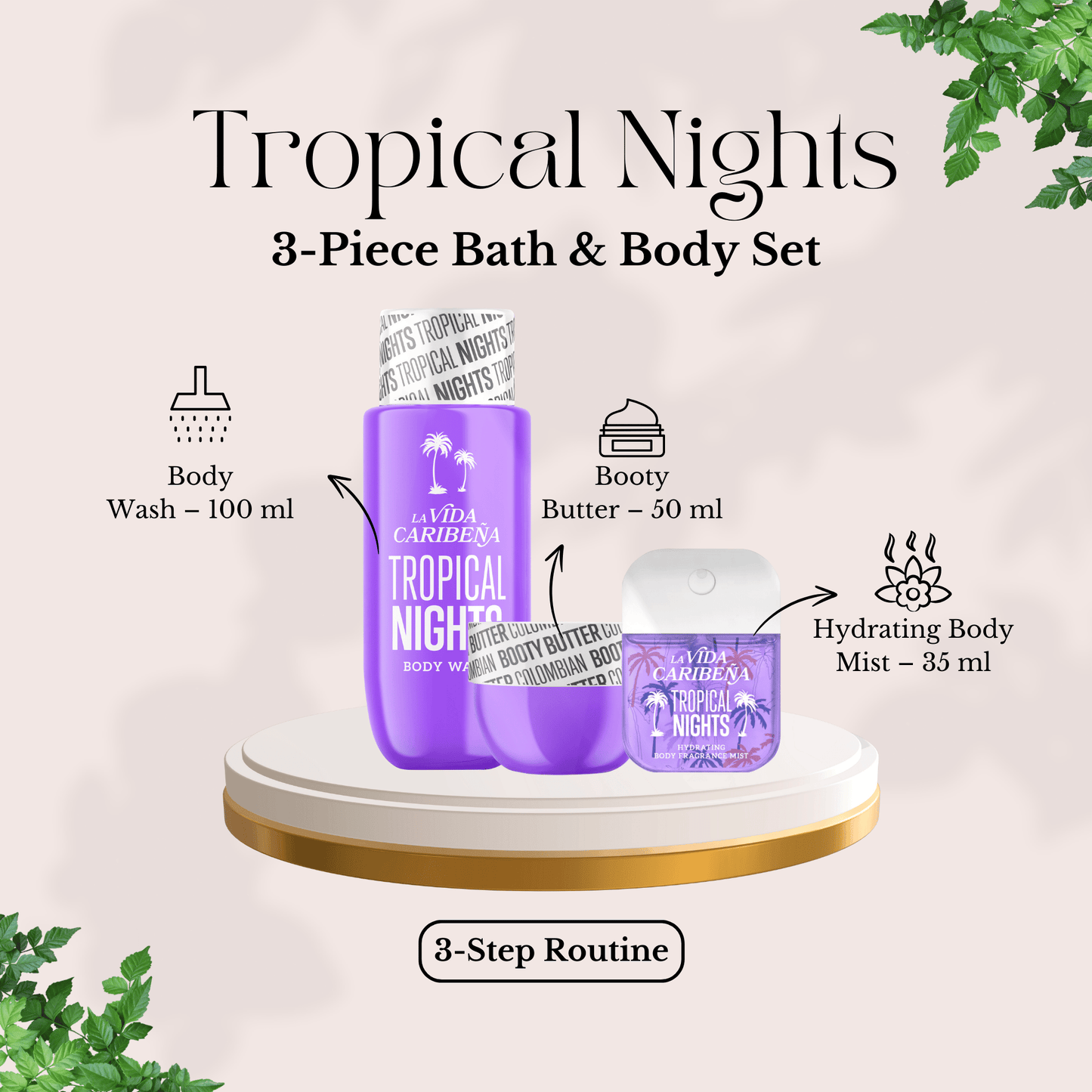 La Vida Caribeña 3-Piece Body Care Gift Set for Women – Hydrating Body Mist, Body Wash & Booty Butter Travel Kit