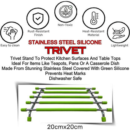 2pack Kitchen Trivet Stand with Anti Slip Base Stainless Steel Trivets for Kitchen Worktops, Hot Pans, Hot Trays & Plates Stand Heatproof Kitchen Accessories Table Mats Placemats (Black (pack of 2))