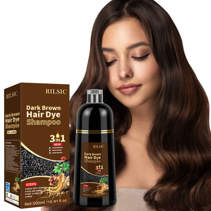 Hair Dye Shampoo For Grey Hair, 500ML Herbal Natural Hair Dye 3 In 1, Instant Hair Colour Shampoo, Hair Shampoo, Hair Dye Hair Color Shampoo Coloring In Minutes For Women Men