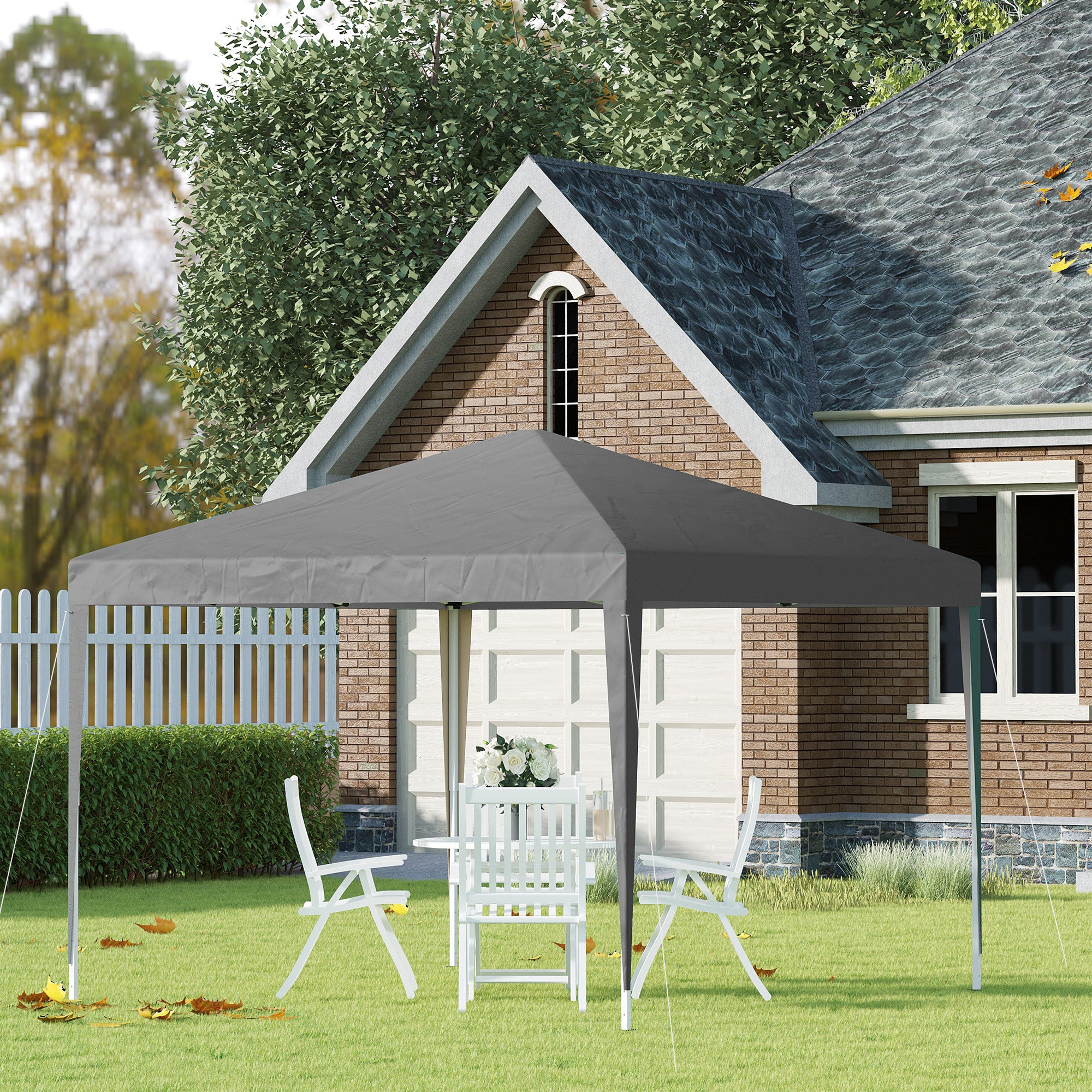 Pop Up Gazebo 3x3m Heavy Duty – Powder-Coated Steel Frame, Guy Ropes & Ground Stakes Included, Carrying Bag | Garden Party Tent & Marquee for BBQ, Wedding & Outdoor Events | White, Green or Grey