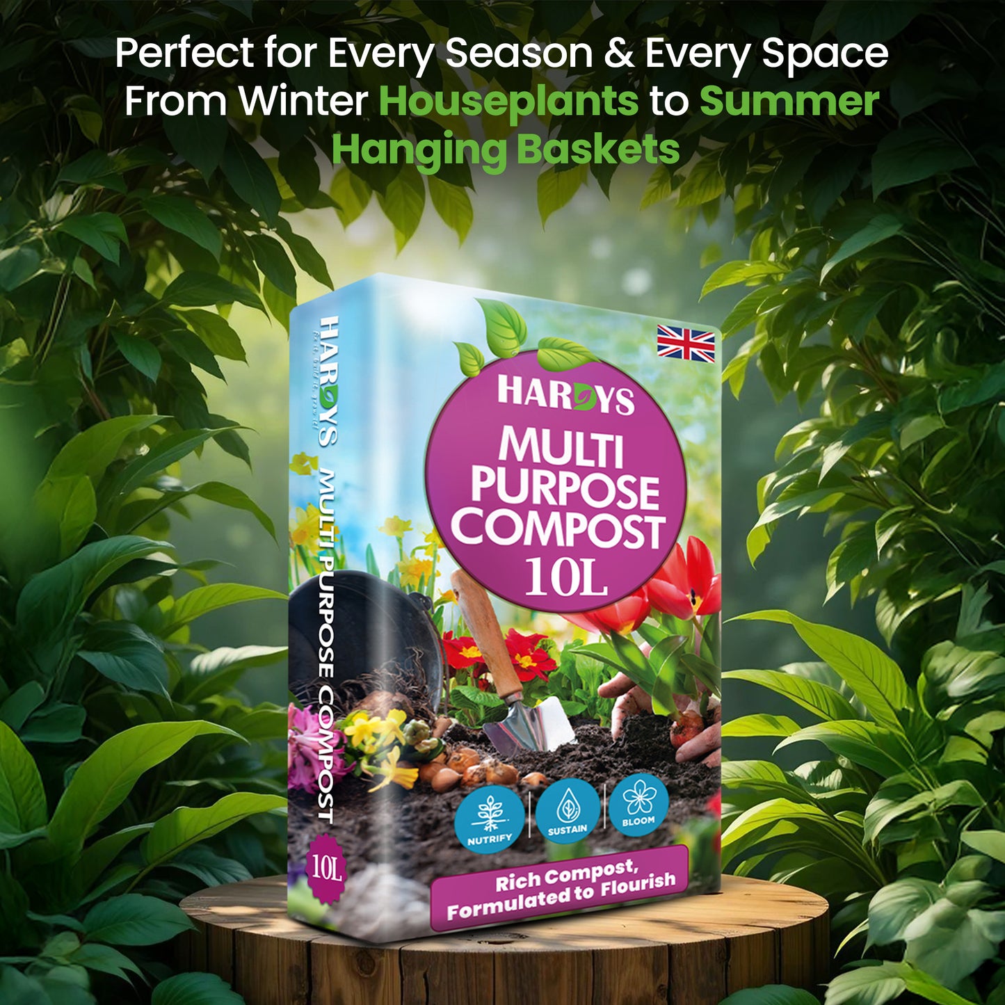 Hardys Multi Purpose Compost - Potting & Seed Compost for Outdoor Plants | All Purpose Indoor Plants Potting | Nutrient Rich Fertiliser for Garden, Pots, Planter Beds