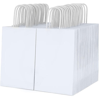 100 Pack Paper Gift Bags with Handles, Paper Bags for Thanks Giving, Christmas, Parties, Retail, and Gift Wrapping