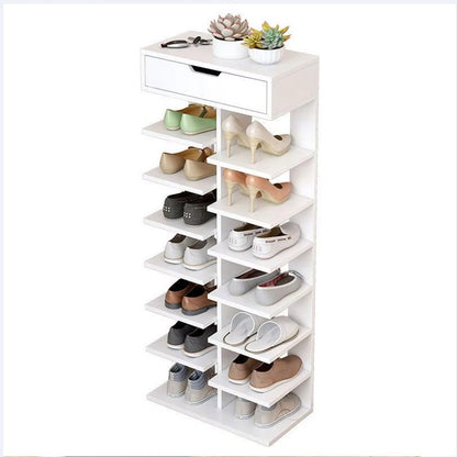8/9-Tier Heavy-Duty Tall Shoe Rack Cabinet with Drawer, Space-Saving Vertical Shoe Organizer, Narrow Entryway/Bedroom/Office Storage, for Hallway, Closet, Apartment, Bedroom Organization
